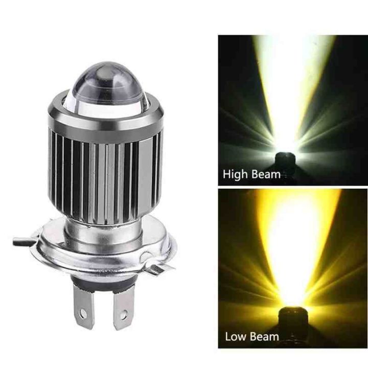 1pcs H4 LED Moto LED Lamp Motorcycle Headlight Bulbs Lens White Yellow Hi Lo Scooter Accessories Fog Lights 12V