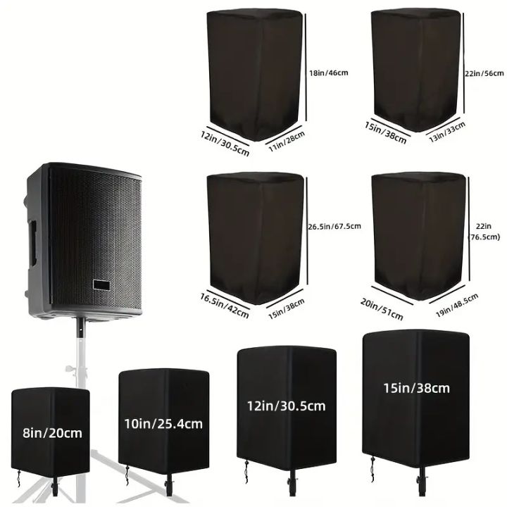 1pcs Durable All-Weather Speaker Cover - Waterproof, Dustproof & Sun-Resistant Polyester for Indoor/Outdoor Use, Black