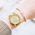 Gold Women Watch Geneva Classic Stainless Steel Women's Watch Fashion Rhinestone Quartz Watches Wristwatch for Woman Girls. 