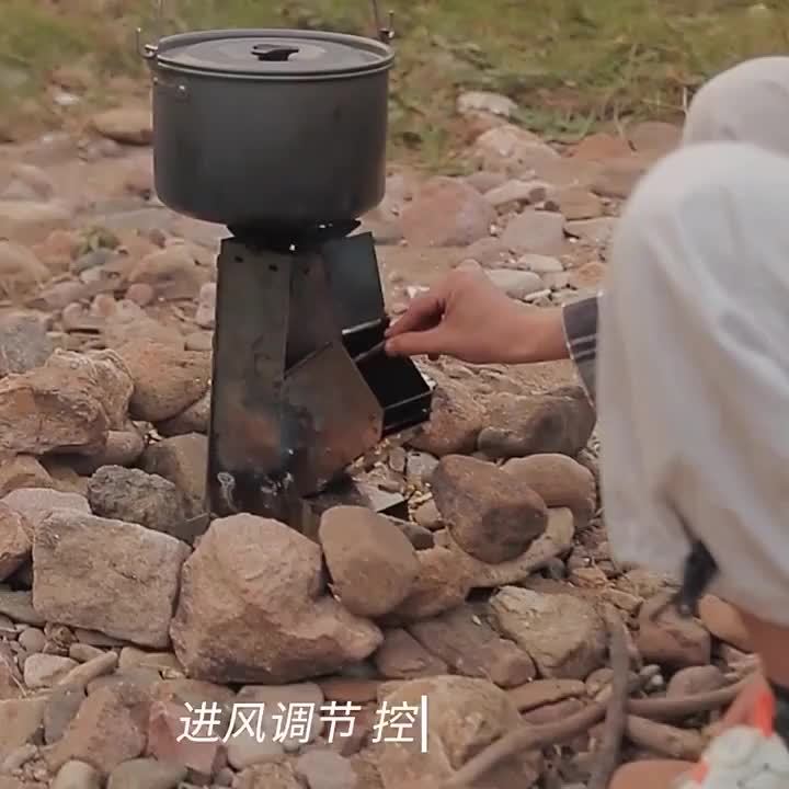 Foldable Stainless Steel Rocket Stove Detachable Durable Reliable Suitable for Different Ignition Items Adjustable Air Inlet
