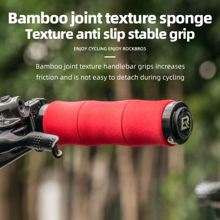 ROCKBROS%20Bicycle%20Grips%20Bamboo%20Joint%20Bike%20Handlebar%20Grips%20With%20Dust%20Plug%20Soft%20Shockproof%20EVA%20Aluminum%20Alloy%20Cycling%20Handle%20Parts%20-%20Image%204