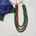 8Mm Green And Red Marble Beads 3 Layer Necklace. 