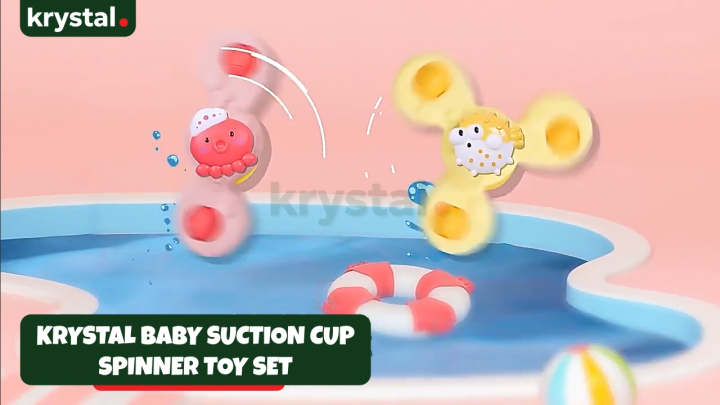 【Krystal】Baby Suction Cup Spinner Toy Set – Cute Animal Design, Safe & Fun Sensory Play for Kids