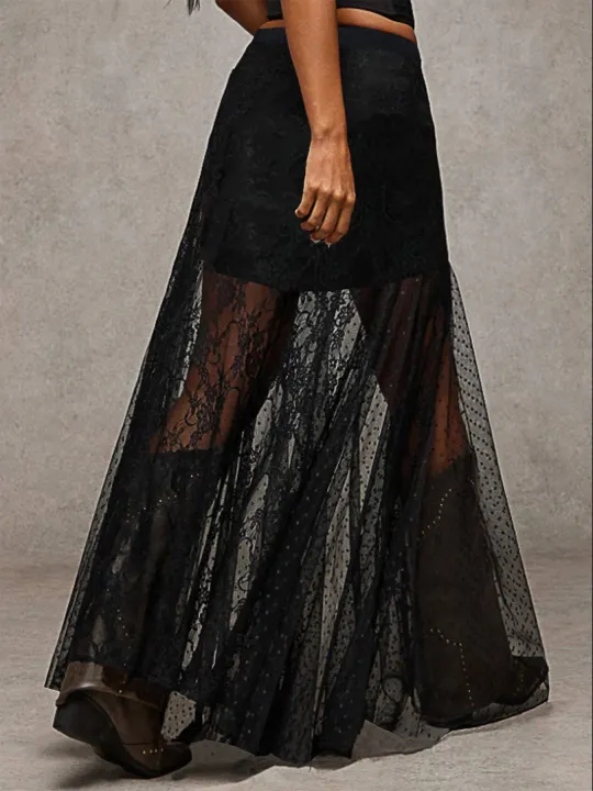 Plus%20Size%20Elegant%20Lace%20Half%20Skirt%20Spring%20Summer%20New%20Style%20Women's%20Black%20High%20Waist%20Stylish%20Commute%20%20Mesh%20Party%20Dress%20Skirt%20-%20Image%205