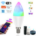 Tuya WiFi Smart LED Bulb E14 5W 7W 9W 220V Candle Bulb Dimmable Voice Control Works With Smart Life Alexa  Home Assistant. 