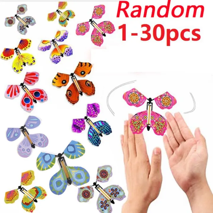1-30PCS Random Magic Flying Butterfly in The Book Rubber Band Wind Up Toy Internet Celebrity Butterfly Simulation Party Gift