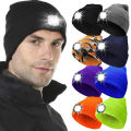 LED Lighted Beanie Cap Unisex Led Light Knitted Hat Winter Warm Hats Night Sports Hiking Running Camping Glow Cap with Head Lamp.