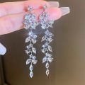2 Pieces Of Women's Wheat Ear Long Tassel Full Diamond Earrings With A Retro Style, Popular On The Internet-4340. 