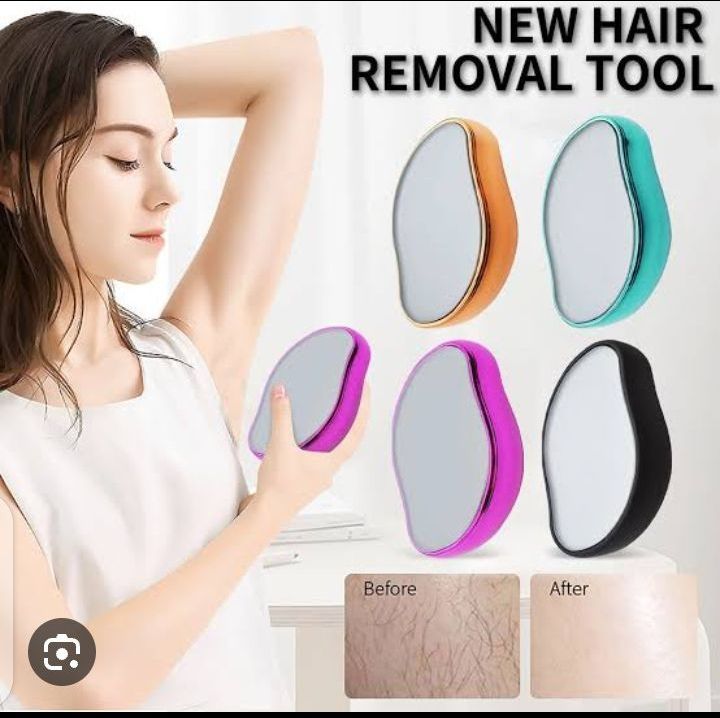 Crystal Hair Remover-Stone Painless-Epilator Reusable Depliation-Tool for Body hair-Glass hair remover- less physical Manual-Nano Glass Hair Remover-Underarm Razor-Machine for Women-Impactful Hair Removal