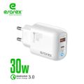 Erorex High Quality PD fast Adapter, PD-C30, Dual Port_PD.30W+USB 18W Quick and fast Charging Compatible with Android and iOS Devices_Erorex Charger. 