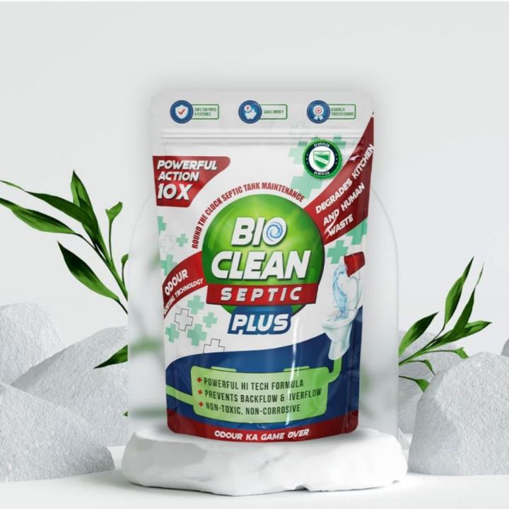Bioclean Septic Plus 10X Powerful | Odour Removal Formula | Septic Tank Cleaning Powder|Powerful Septic Tank Bacteria Reduces sludge build-up|Degrades Food & Human Waste| Pack of 1 (250 gm)