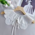 New White Women's Fashion Lace Collar New Organza Embroidery White Detachable Shirt Lace Up Shawl Fake Collar. 
