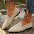 Women Solid Color Pointed Head Mesh Loafers Shallow Woman Soft Bottom Knit Ballet Flat Shoes Female Casual Slip on Boat Shoes. 