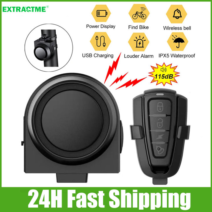 Best value for money】 Extractme Motorcycle Alarm USB Charging Bicycle  Burglar Lock Waterproof Electric Bike Security System Vibration Alarm