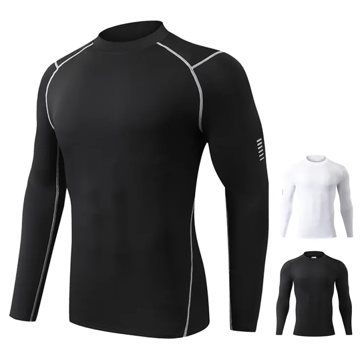 Kitty mall men's long sleeve sports shirt Pro Combat compression shirt reflective logo on sleeve [kanom] Ready to ship]