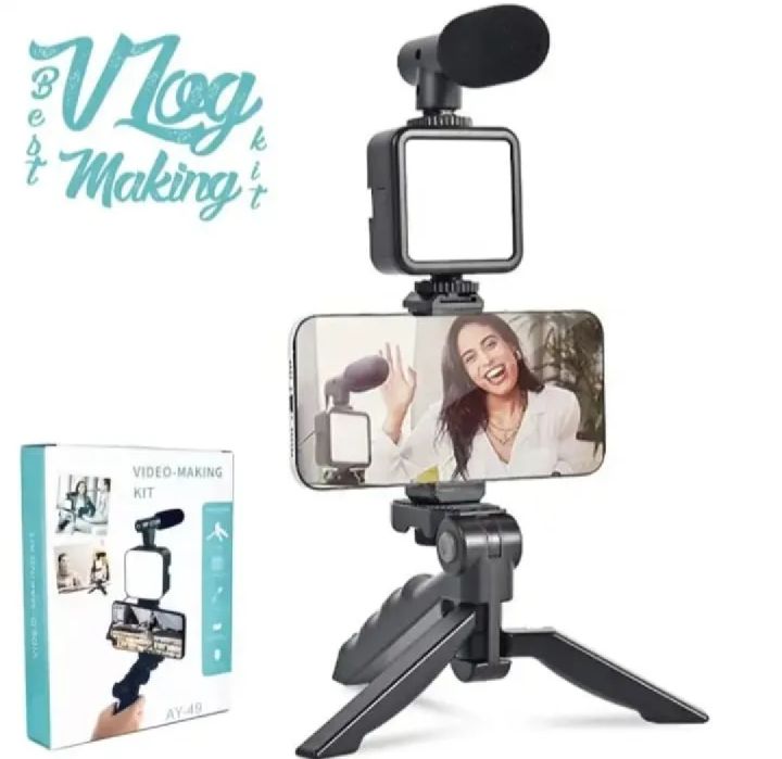 AY-49%20Vlog%20Making%20Kit%20with%20LED%20Light%20&%20Microphone%20%7C%20Mobile%20Video%20Recording%20Kit%20%7C%20Mini%20Tripod%20Stand%20for%20YouTube,%20TikTok%20&%20Live%20Streaming%20-%20Image%202