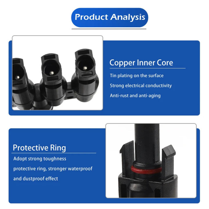 1%20to%202/3/4/5/6T%20Solar%20MC%20Connectors%20For%20Photovoltaic%20Energy%20PV%20Panel%20Parallel%20Splitter%20Coupler%20Combiner%20IP67%201000V%201%20Pair%20-%20Image%204