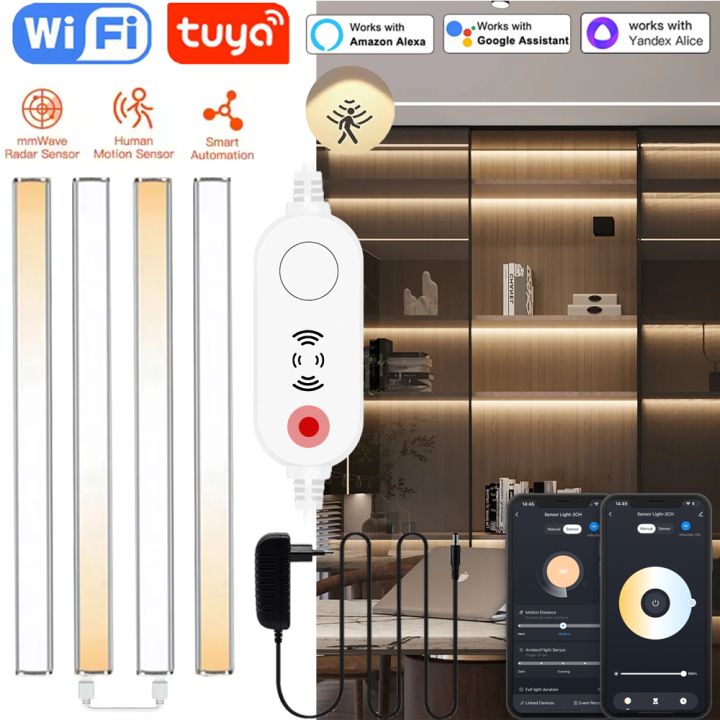 Tuya Wifi Motion Sensor LED Bar Light Human Infared Induction Night Light 2700K-6500K Dimmable for Kitchen Room Wardrobe Hallway