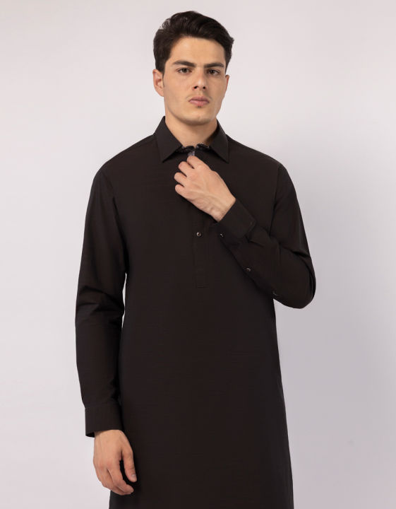 Junaid Jamshed Sticthed BROWN COTTON PLAIN KAMEEZ SHALWAR For Men And Boys -Collection:2026- Designcode: JJKS-S-33566/S26/JJ10021-PN