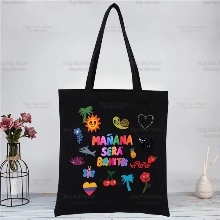 Karol%20G%20Bichota%20Manana%20Sera%20Bonito%20Music%20Singer%20Shopping%20Black%20Canvas%20Tote%20Bag%20Cartoon%20Reusable%20Cloth%20Bag%20Handbag%20Shoulder%20Bags%20-%20Image%207