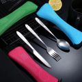 3 Pcs Portable Travel Cutlery Stainless Steel Western Style Steak Knife Fork Spoon Complete Set Of Tableware Home Use Outdoor. 