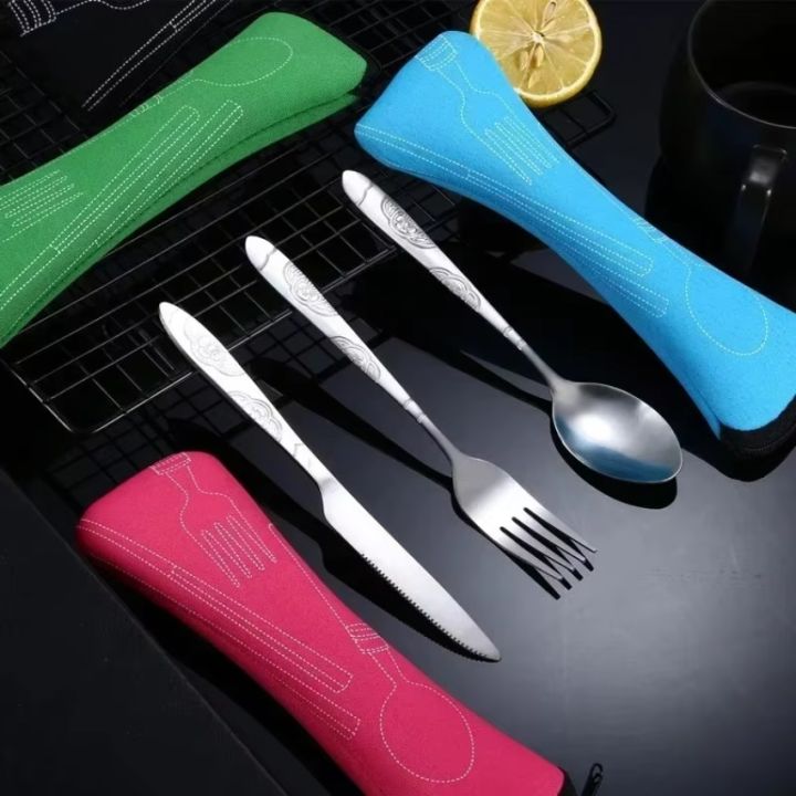 3%20Pcs%20Portable%20Travel%20Cutlery%20Stainless%20Steel%20Western%20Style%20Steak%20Knife%20Fork%20Spoon%20Complete%20Set%20Of%20Tableware%20Home%20Use%20Outdoor%20-%20Image%202