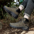 High-Top Leather Men's Boots Breathable Desert Combat Boots Outdoor Non-slip Hiking Boots Men Motorcycle Boots Work Ankle Boots. 