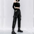 Black Casual Pants for Women in Spring Autumn Korean Style Ins Hip-Hop Student Loose High-Waisted Slim Legged Cargo Pants Trendy.