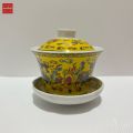 Teacup cup tea water glass mid-autumn tea with lotus leaf red ceramic auspicious dragon pattern. 