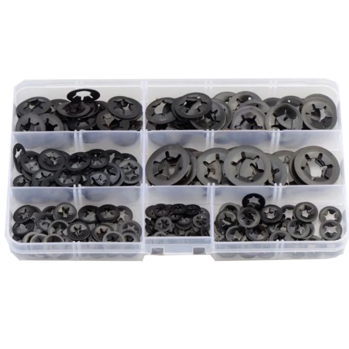 260pcs Star Lock Washers Kit M3-M12 Push-On Fasteners for Quick Assembly Metal Speed Nuts