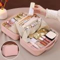 PU Flame Makeup Bag, Beauty Makeup Storage Bag, Double Zipper Makeup Brush Bag, Business Travel Toiletries Sorting Bag.