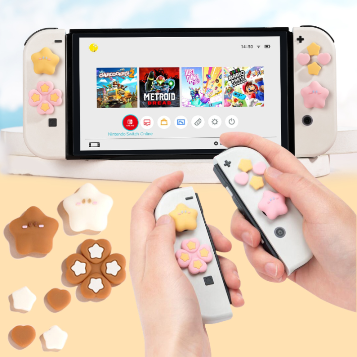 Cute Star Love Silicone Soft D-pad Cross Button ABXY Key Sticker Skin ...