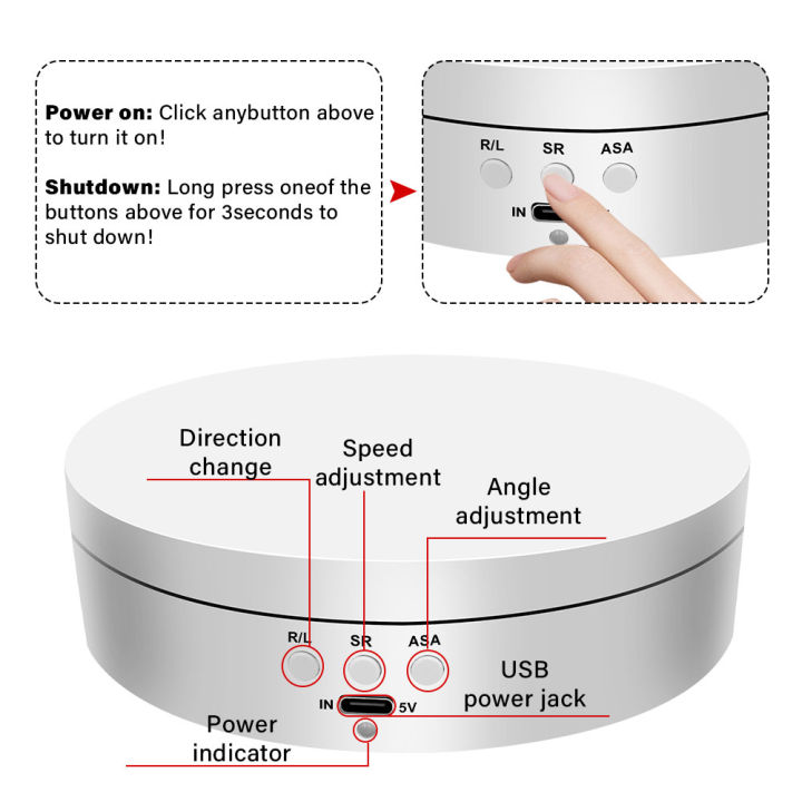 Three-speed electric rotating mirror display frame,USB/battery dual-use,rotating display device,360-degree jewelry display frame