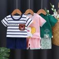 Cartoon Printed Clothing Pure Cotton Home Clothes 2 Piece Suits Toddler Fashion Cute Casual Tracksuits Contrast T-shirt+Shorts.
