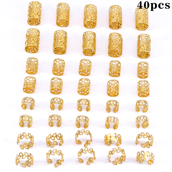 40PCS%20Hair%20Jewelry%20for%20Braids%20Gold%20Hair%20Cuffs%20Multi%20Style%20Hair%20Rings%20Adjustable%20Hair%20Beads%20for%20Braid%20Loc%20Dreadlock%20for%20Women%20-%20Image%207