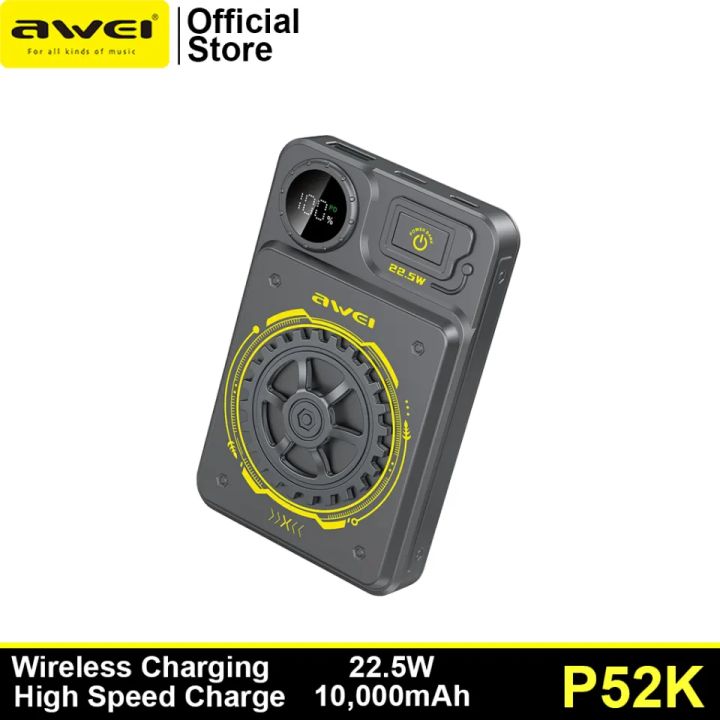 Awei P52K 10000mAh Magnetic Wireless Power Bank 22.5W Fast charging support
