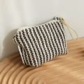 Women's Small Matcha Green Makeup Bag Portable Coin Purse Commuter Lipstick Headphones Storage Bag Double Canvas Chain Key Case.