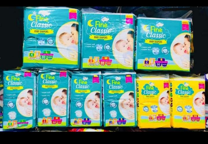 "Fine Classic Baby Diapers ----All size's available - Small - medium - large - x- large ----Premium Comfort and Protection. Ultra-Soft, Absorbent, and Gentle for Your Baby's Delicate Skin."