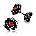 Huitan Exquisite Rose Stud Earrings for Women Luxury Sparkling Cubic Zirconia Temperament Sweet Flower Earrings Fashion Jewelry.