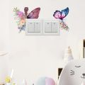 2pcs Fairy Flowers Butterfly Peel And Stick Art DIY Decor for Switch board Stickers, HD Print, Bathroom, Bedroom, Living Room, Kitchen Stickers, Light Board Sticker, Self-Adhesive Removable Waterproof Wall Stickers, Home, Room Decoration for kids Girls. 