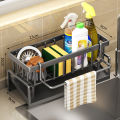 Kitchen Spice Storage Shelf with Drainage Rack, Installation Sink Organizer, Tap-Mounted Shelf for Home Kitchen Accessories.