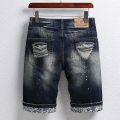 Summer Men's Knee-length Ripped Denim Shorts Hip-hop High Street Slim Straight Short Jeans Male Retro Fashion Casual Shorts. 