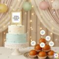 CUSTOMIZED Date Fixed Cupcake & Mithai Toppers - Digital Print Baat Pakki Cake Decoration (Pack of 6 - 2.5 inches OR Single 6x4 Inch Big Topper) for Engagement. 