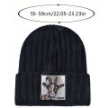 Unisex Black Beanie Hat With Animals Embroidery Patch Knitted Skull Cap For Men Women For Autumn Winter Streetwear Bonnet Hats.