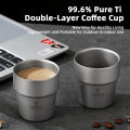 Camping Cup 150ml Titanium Cup 99.6% Pure Titanium Double-Wall Coffee/Liquor Cup Lightweight Outdoor Camping Picnic Cup. 