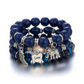 New 4pcs Vintage Bracelet Ladies Light Luxury Style Multi Color System Stone Tassel Multi Layer Beads Leaf Pendant Jewelry. 