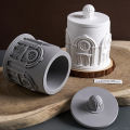 Building Storage Jar Silicone Mold with Lid 3D Concrete Casting Mold DIY Candle Holder Flower Pot Making Supplies Craft Mold. 
