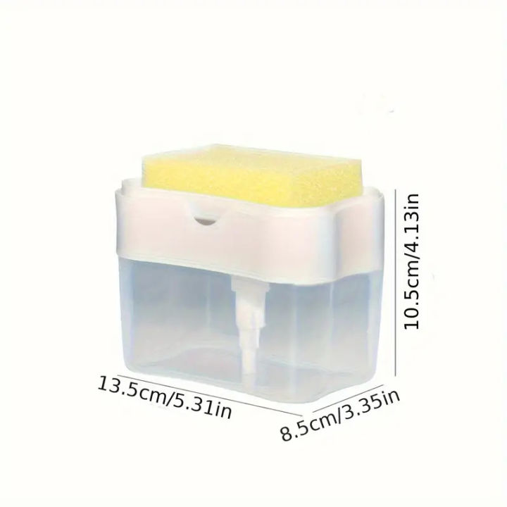 1/2pcs%20Automatic%20Soap%20Dispensers%20Sponge%20Holder%20Press%20Bottle%20Liquid%20Dishes%20Cleaning%20Tool%20with%20Sponge%20Wipe%20Combo%20Kitchen%20Sink%20Use%20-%20Image%208