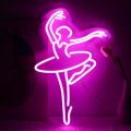 Pink Ballerina Neon Sign LED Wall Art for Bedroom Living Room Dance Studio Decor Romantic Elegant Girl  Artistic Lighting. 