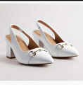 Back Open Women’s Block Heel Shoes - Pointed Toe, Buckle Decor, Premium Quality. 